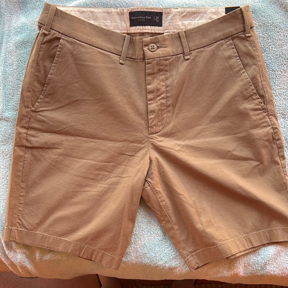 Abercrombie & Fitch Men's Brown Flat Front Shorts